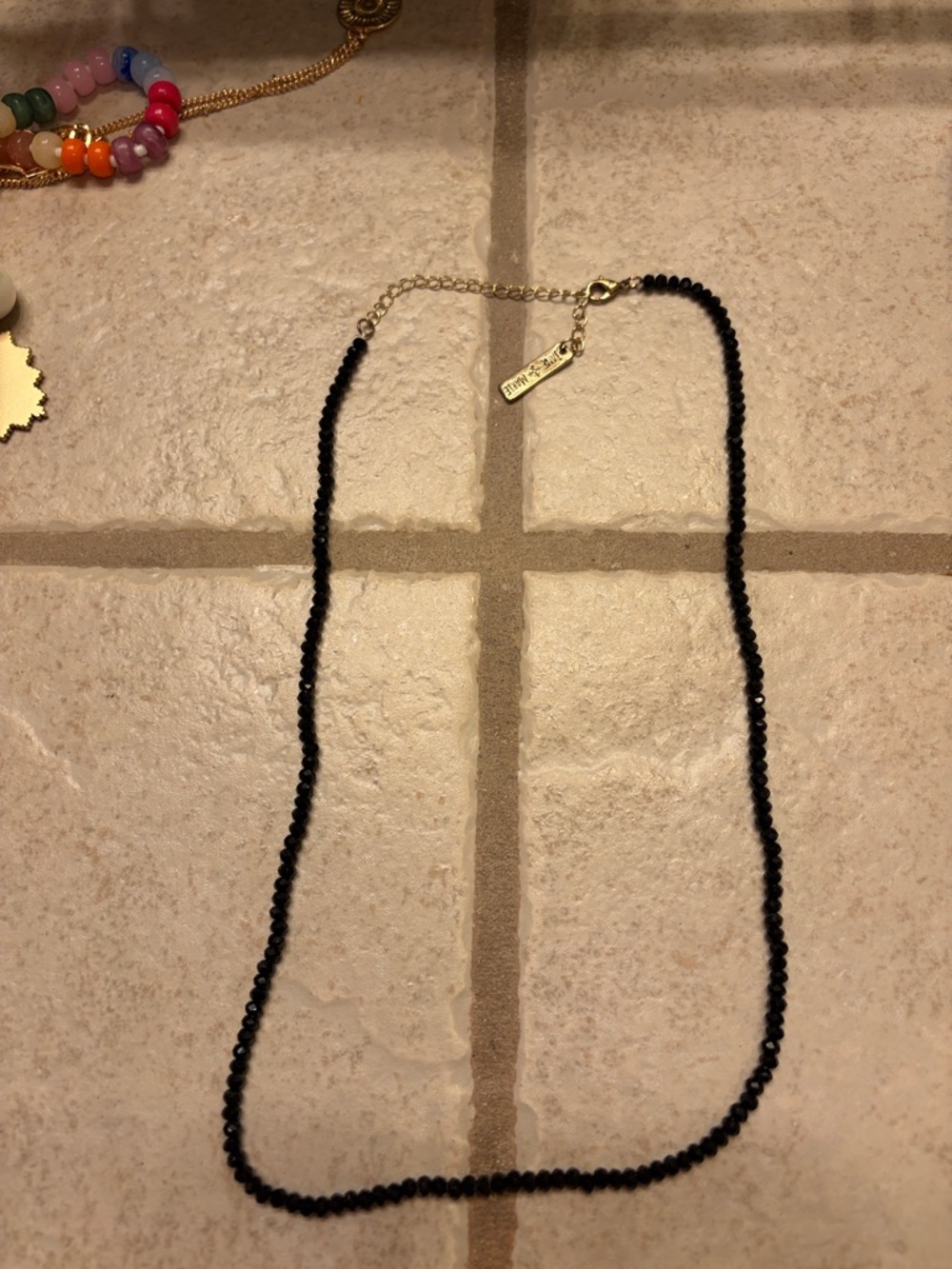 Delicate Black Beaded Necklace - Unbranded